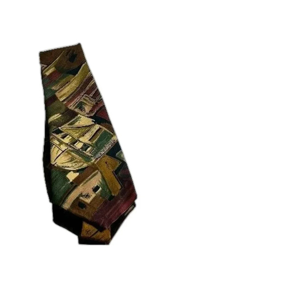 Oscar de la Renta neckwear abstract black red 100% silk tie necktie made in USA - Picture 7 of 10